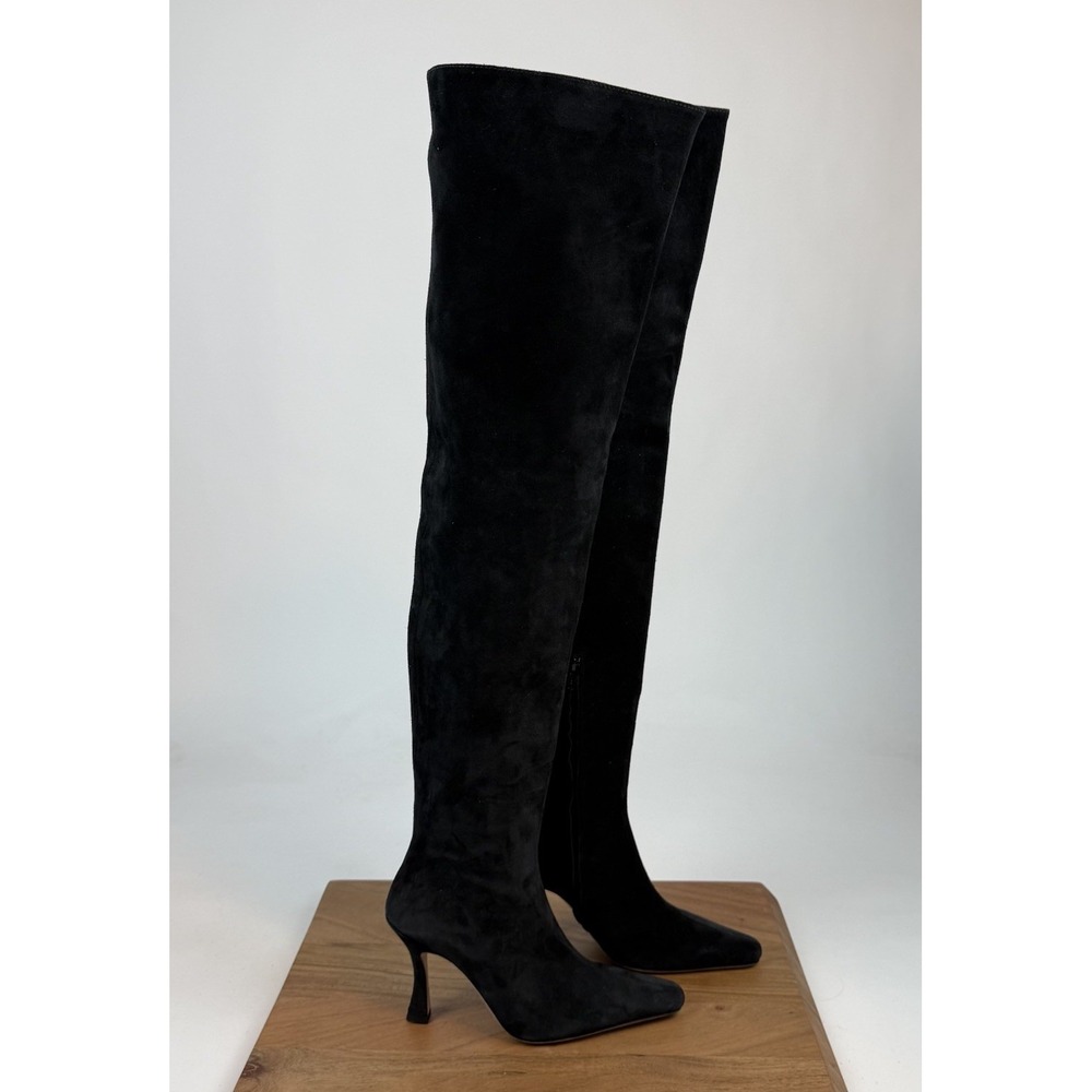 New NIB Staud Cami Over The Knee Black Suede Heeled Boots Size EU 36 M US 6